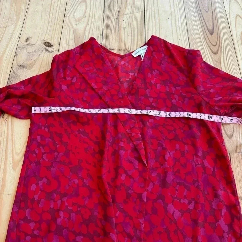 Red leopard print long sleeve top